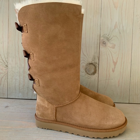 UGG BAILEY BOW TALL 2 CHESTNUT BOOTS WOMENS US 7 NIB - Picture 3 of 10